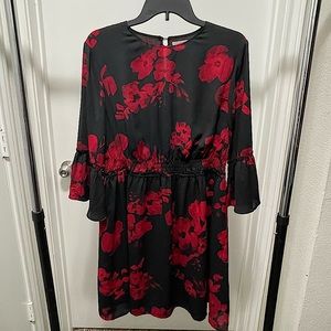 H&M Black and Red Floral Dress